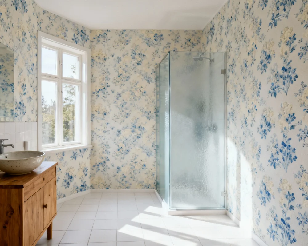 Tapetsera badrum med våtrumstapet