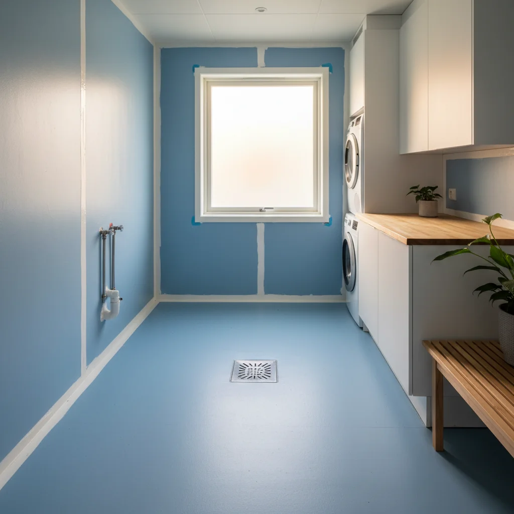 Applicering av tätskikt i tvättstuga