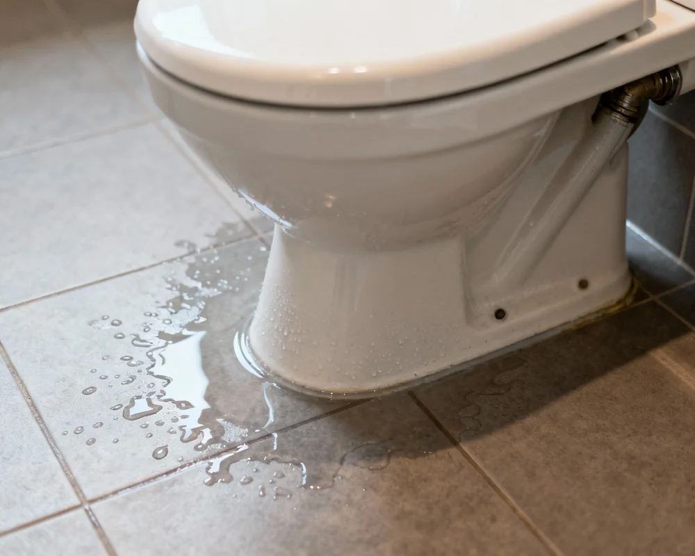 Toalett läcker efter spolning