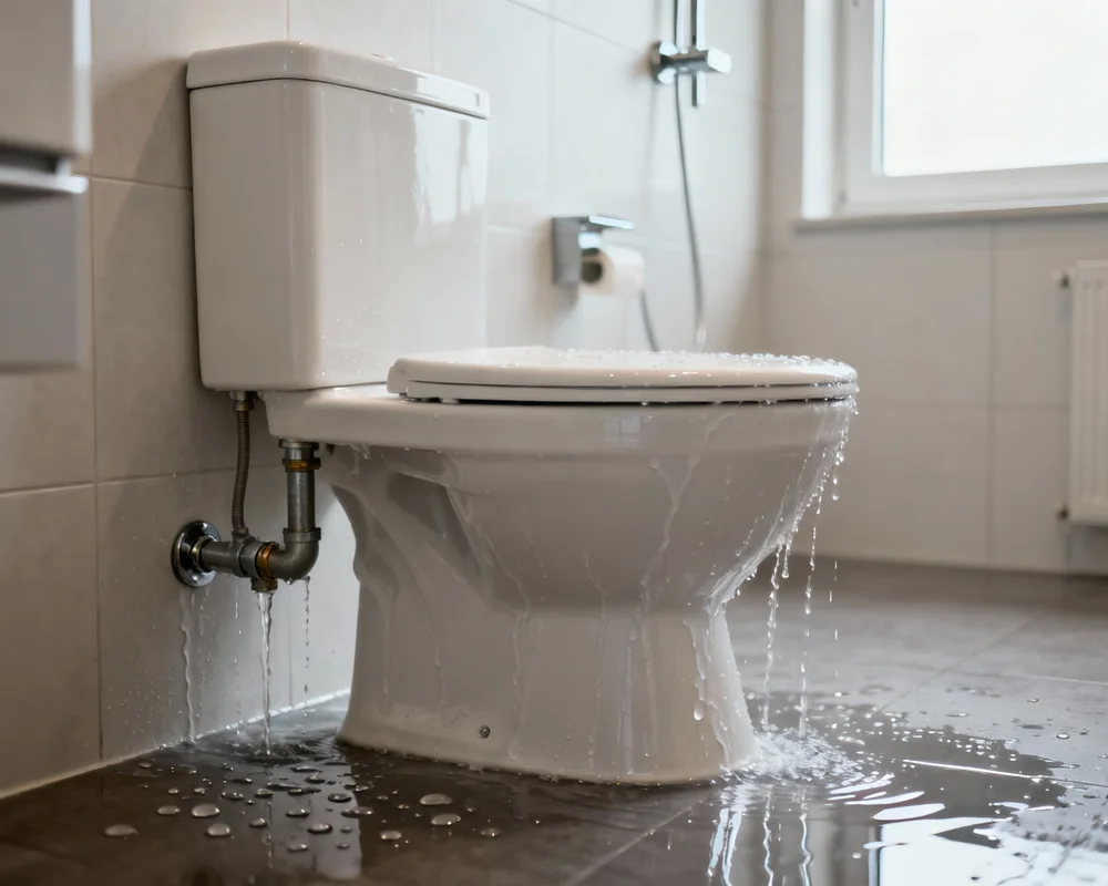 Rinnande toalett som behöver åtgärdas