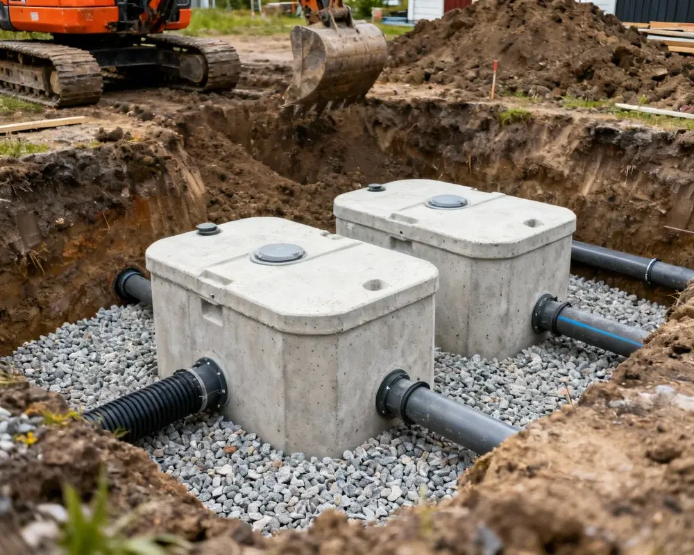 Trekammarbrunn med infiltration