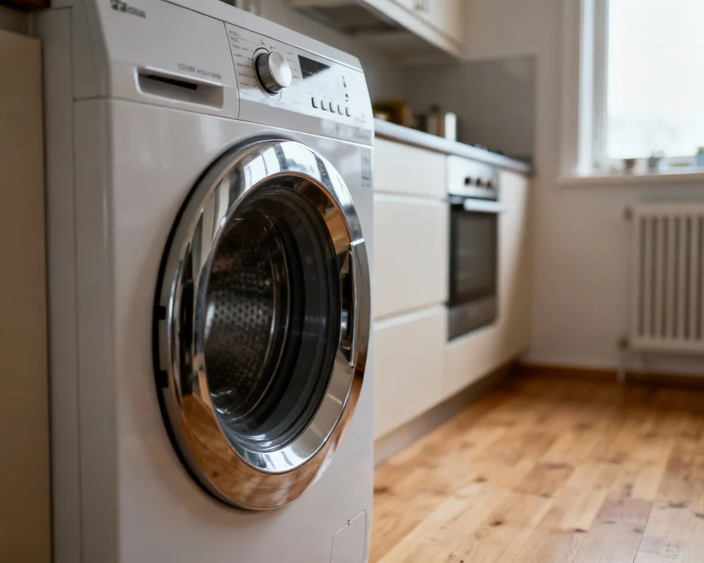 Tvättmaskin installerad i modernt kök