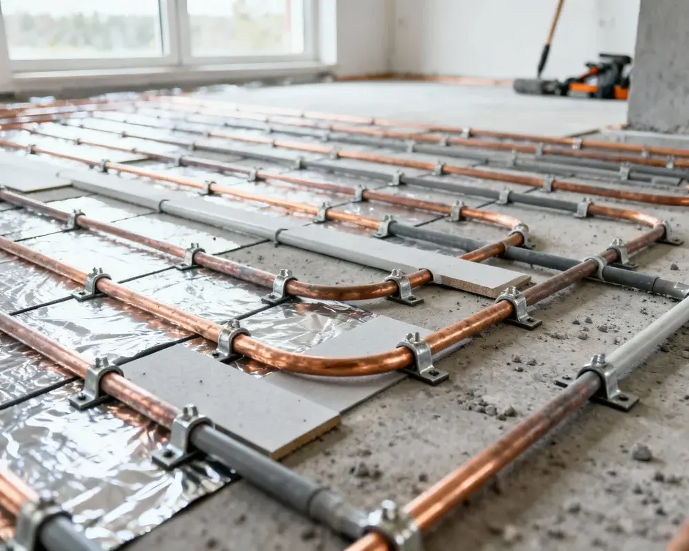 Golvvärmeinstallation med värmekablar