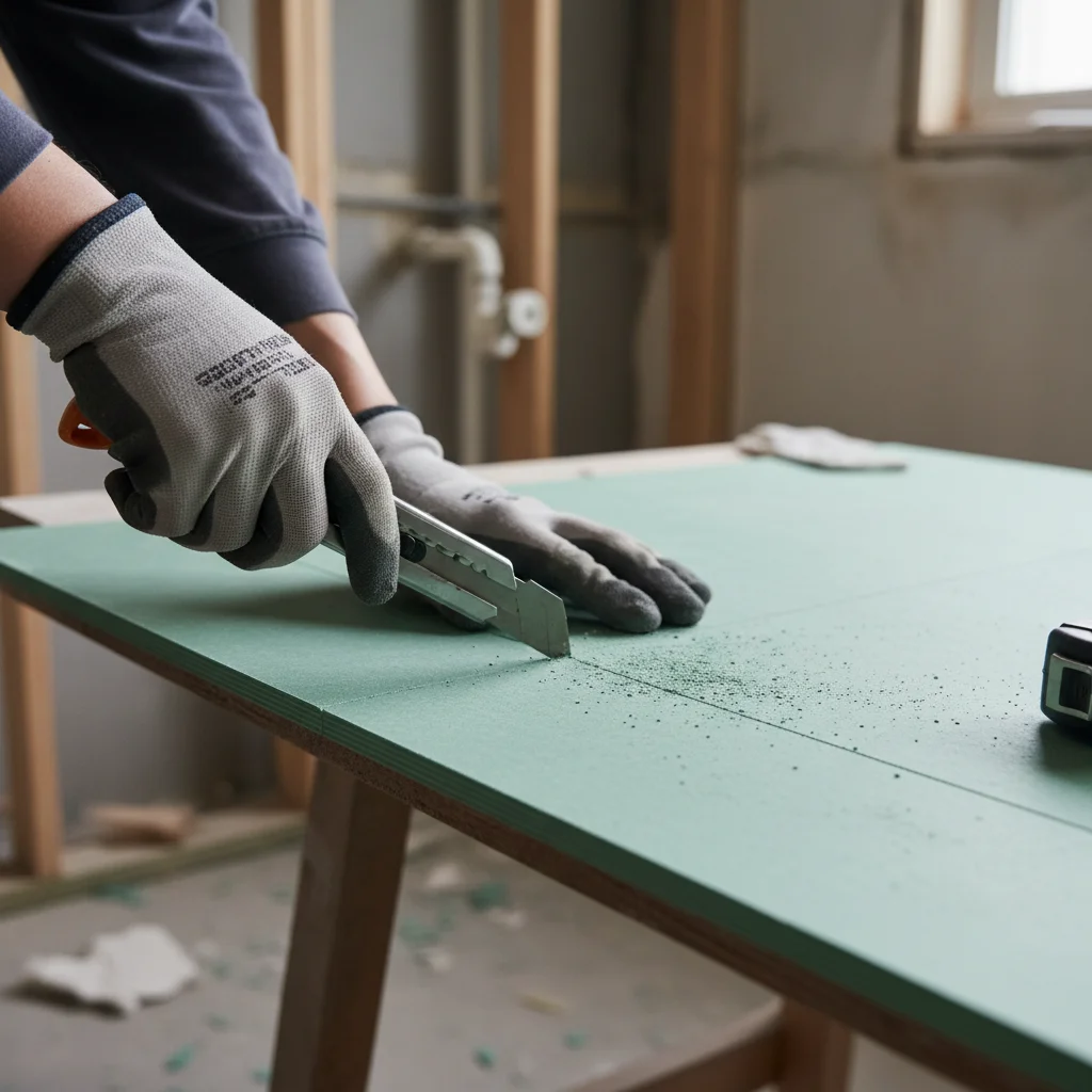 Olika typer av våtrumsgipsskivor från olika tillverkare