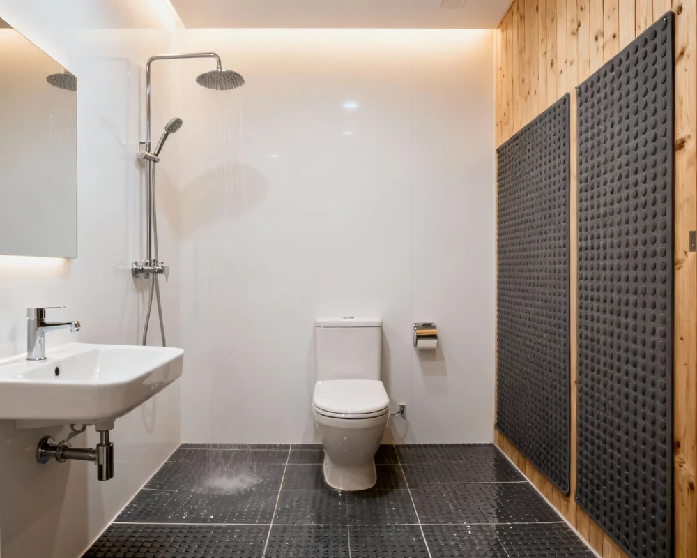 Installation av våtrumsmatta på badrumsvägg