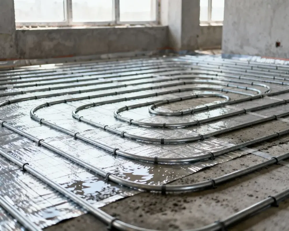 Installation av vattenburen golvvärme med PEX-rör i slingor