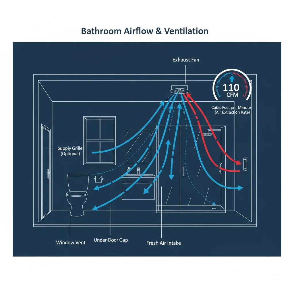 Diagram över luftflöde i badrum
