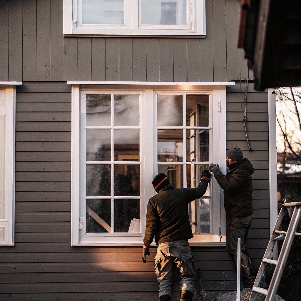 Noggrann detaljarbete runt fönster vid fasadrenovering