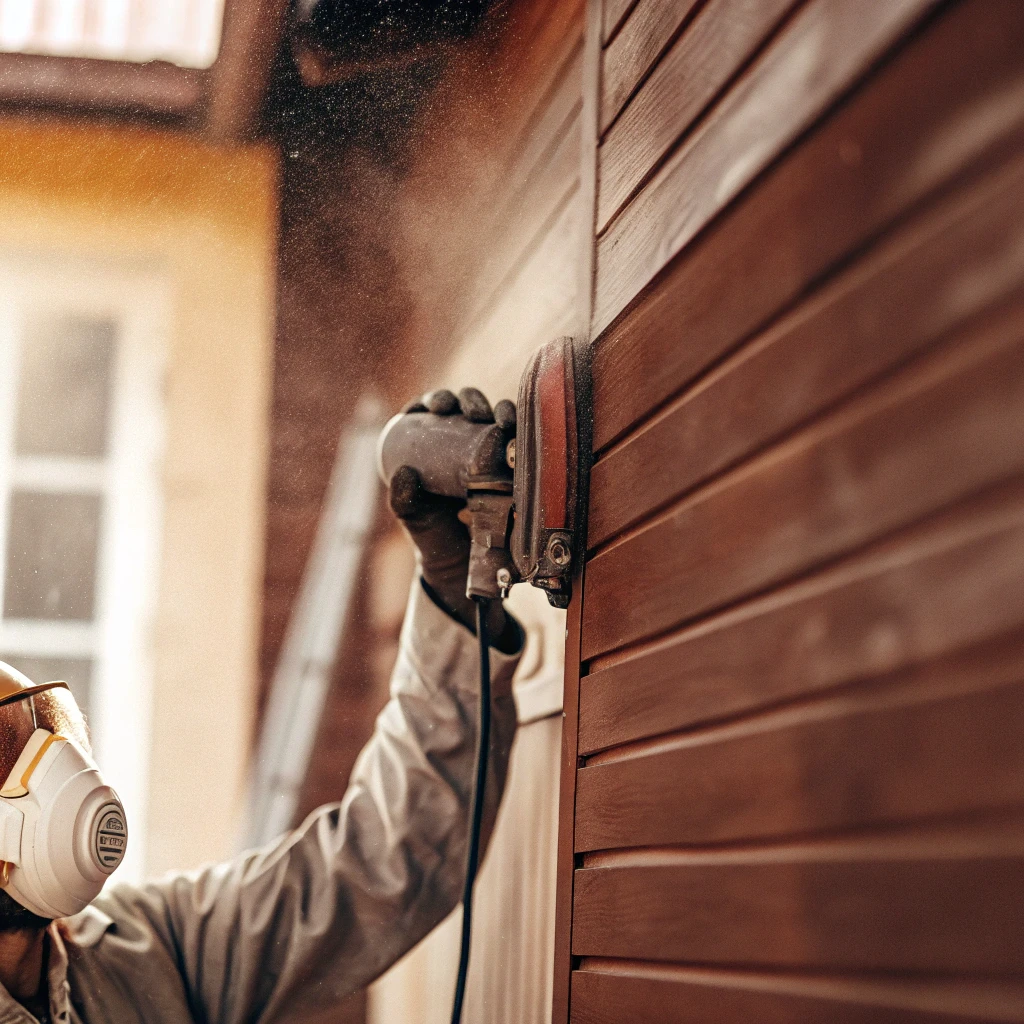 Professionell fasadrenovering - slipning av träfasad
