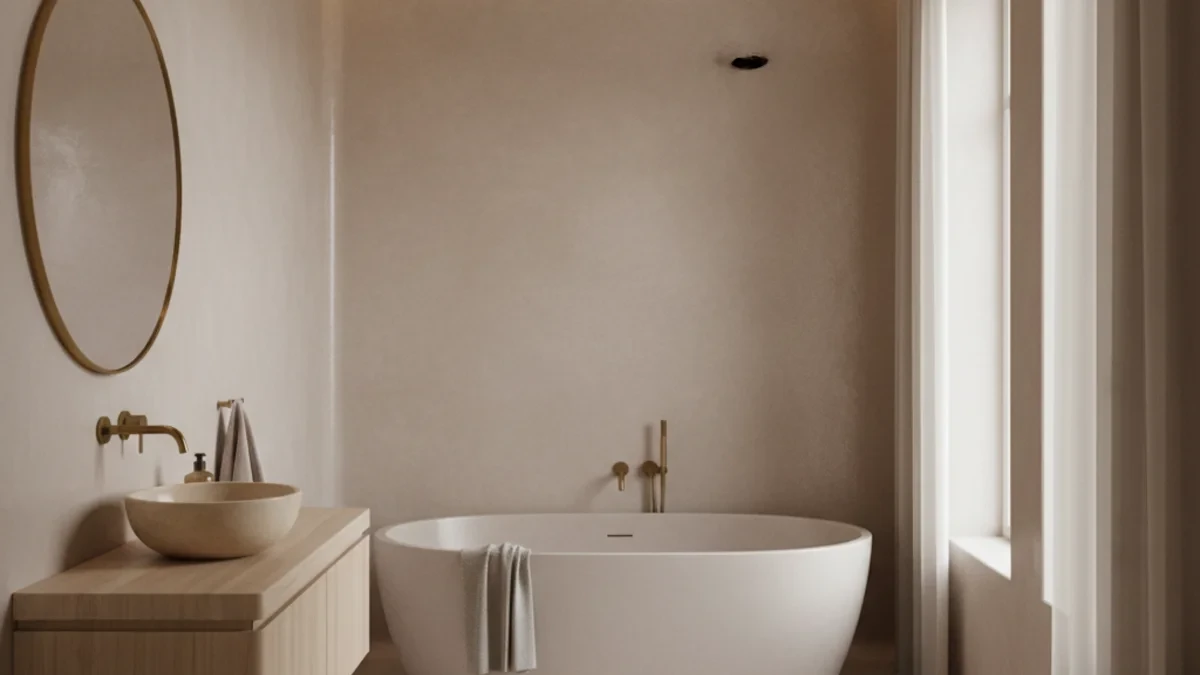 Badrum utan kakel med puts